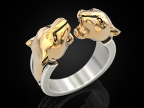 geminis leopardo anillo panthera puma bengala joyería joya impresión 3dprinted anillos diseño dorado imprimible oro prototipos plata ennegrecimiento 3d print model - Mito3D