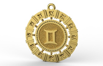 gemini zodiac Anhänger Schmuck Silber bedruckbar ist cad 3d printale gold Halskette Mode Schönheit Mode-Schönheit kostbar - 3d print model - Mito3D