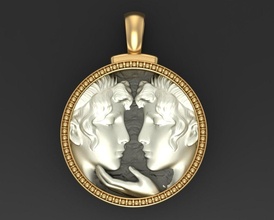 Gémeaux zodiaque signe pendentif d'or bijoux astrologie pendentifs imprimable horoscope Collier argent bijoutier bijou astrologique femme Hommes homme fille 3d print model - Mito3D