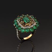 gemmes anneau 018 bijoux de l'anneau or blanc gem cad bague en diamant le platine collier les anneaux 3d print model - Mito3D