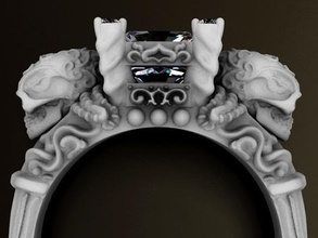 gemme teschi anello gioielli diamante cranio argento oro gotico le ossa anelli 3d print model - Mito3D