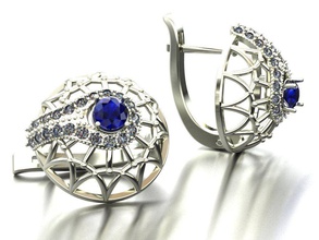 gemmes toile d'araignée bijoux or shining précieux gem imprimable brillant joyau des boucles d'oreilles mode beauté d'argent diamant boucle d'oreille le saphir 3d print model - Mito3D