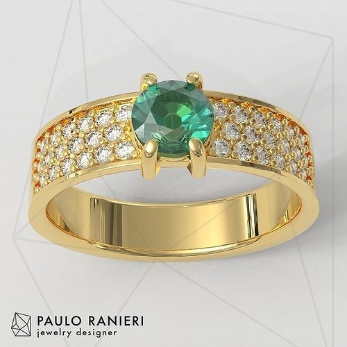 pedra preciosa clássico anel classe graduação argolas ouro joalheria paulorani moda prata jóias diamante 3D print model - Mito3D