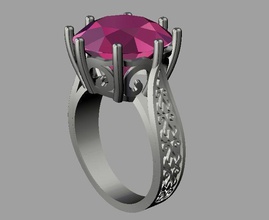 pedra preciosa anel rosa rubi esmeralda safira moda ouro prata jóias diamante imprimível 3dprint joalheria argolas 3d print model - Mito3D