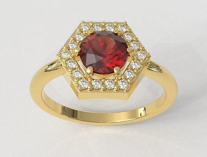 Edelstein Ring Ringe Gold Schmuck paulorani modisch Mode modern Silber runden Hexagon Juwel Diamant klassisch 3d print model - Mito3D