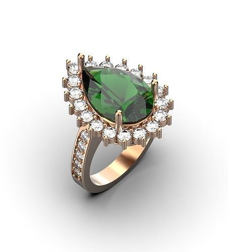 gemme bague poire calcul or diamant engagement imprimable bijou bijoux précieux brillant anneaux 3D print model - Mito3D