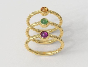 pietra preziosa struttura squillare gemma gioielleria oro anelli gioiello argento stampabile corda moda colorato 3d print model - Mito3D