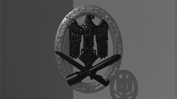 general assault badge ww2 military war wwii army german aircraft tank wehrmacht panzer panzerkampfwagen worldwarii game miniatures medal emedals replica rk reich hobby diy 3d print model - Mito3D