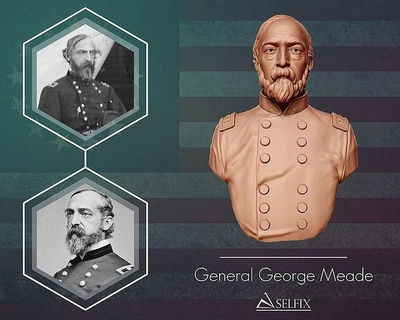 général George meade buste sculpture herman art portrait statue homme sculptures américain Lee 3d print model - Mito3D
