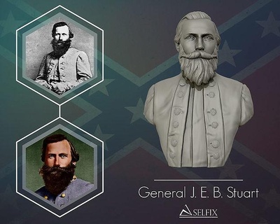 general james ewell brown stuart bust sculpture herman art portrait statue man sculptures american civil war confederate 3d print model - Mito3D