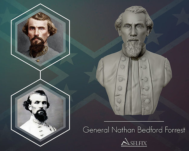 general nathan bedford descanso busto escultura germán arte retrato estatua hombre esculturas americano civil guerra confederado 3D print model - Mito3D