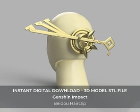 genshin impacto beidou cabelo grampo 3d modelo stl arquivo cosplay traje acessório moda 3d print model - Mito3D
