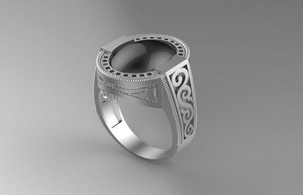 cavalheiro anel pedra rzrady homens jóias prata joalheria argolas 3d print model - Mito3D