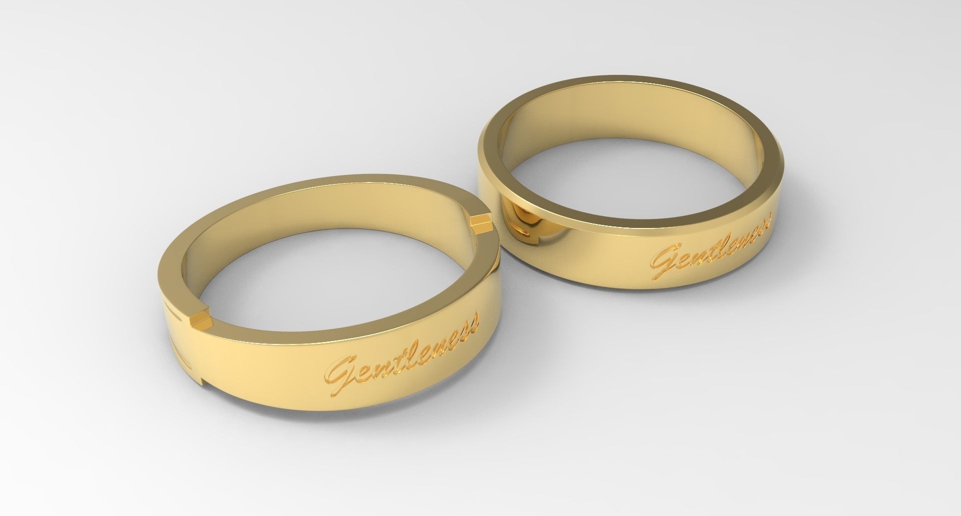 dolcezza coppia squillare oro 24k lucidato lusso gioielleria splendente elegante stampabile moda nozze dito inciso 3D print model - Mito3D