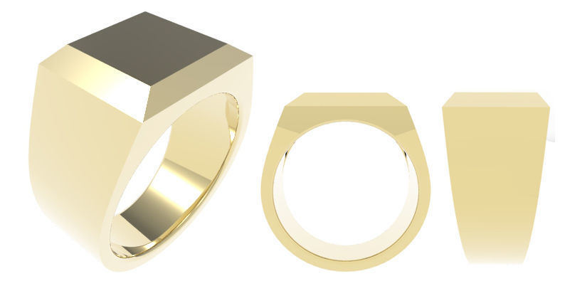 caballeros borde del bisel anillo de sellar la joyería los anillos gentsring signetring beveledgering simple 3D print model - Mito3D