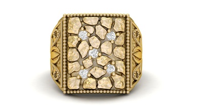 herren diamant nugget ring 02 schmuck gold silber druckbar ringe textur stein cnc nuget 3dprintable männer steinigung 3d print model - Mito3D