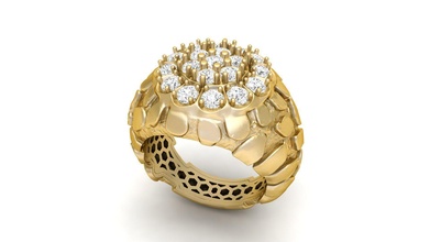 herren diamant nugget ring 12 gold silber schmuck druckbar ringe textur cnc nuget 3dprintable männer steinigung zbrush 3d print model - Mito3D