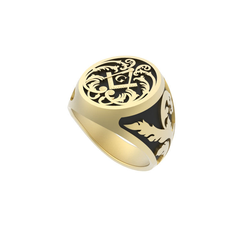 caballeros masón anillo anillos masonería barroco diseño 3ddesign 3d 3dp 3dprinting impresión joyería joya signetring sello gentsring 3D print model - Mito3D