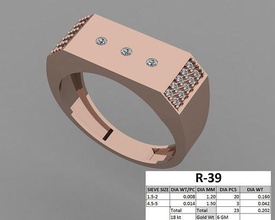 caballeros anillo anillos solitario oro banda joya plata brillante imprimible diamante compromiso joyería libra esterlina platino Boda novio 3d print model - Mito3D