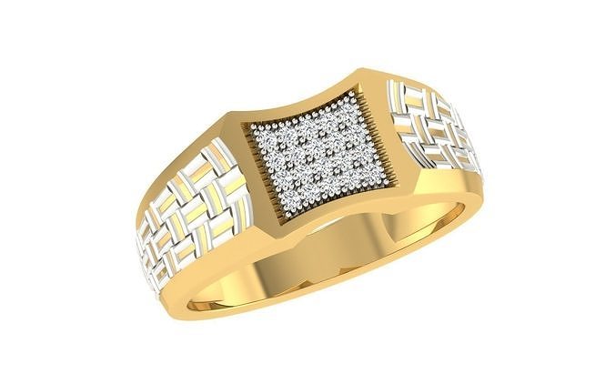 senhores anel ouro imprimível gema prata argolas solitário banda brilhante diamante noivado joalheria esterlina platina Casamento jóias noivo 3D print model - Mito3D