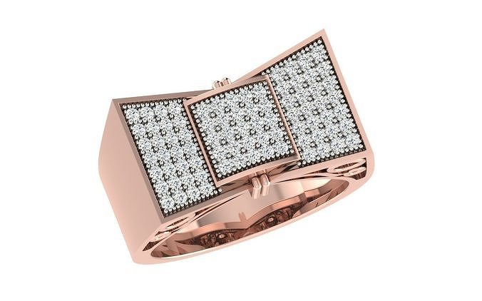 caballeros anillo oro imprimible joya plata anillos solitario banda brillante diamante compromiso joyería libra esterlina platino Boda novio pendientes 3D print model - Mito3D
