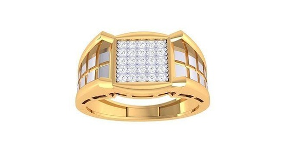 gents ring - 107 jewellery printable gem diamond gold platinum wedding engagement jewelry precious luxury groom rings male 3d print model - Mito3D