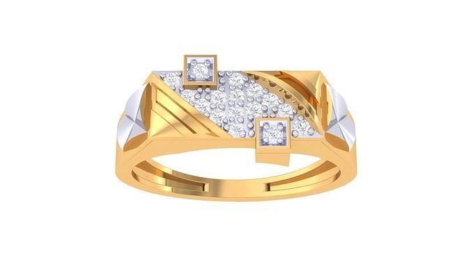 gents ring - 125 jewellery printable gem diamond gold platinum wedding engagement jewelry precious luxury groom rings male 3D print model - Mito3D
