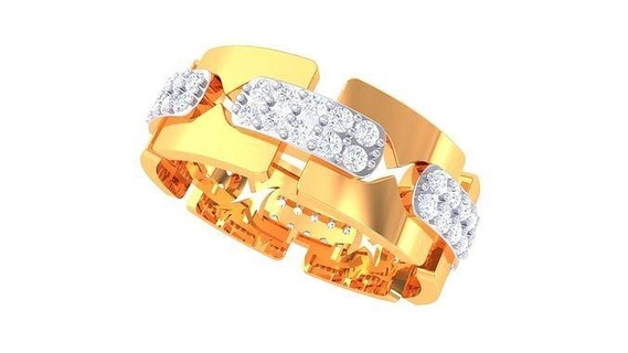 gents ring - 1 jewellery printable gem diamond gold platinum wedding engagement jewelry precious luxury groom rings male 3d print model - Mito3D