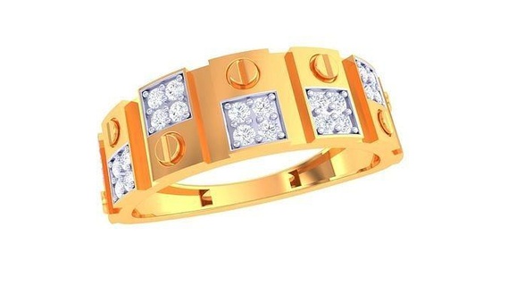 caballeros anillo 16 joyería imprimible joya diamante oro platino Boda compromiso precioso lujo novio anillos masculino 3d print model - Mito3D