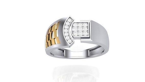 gents ring - 2 jewellery printable gem diamond gold platinum wedding engagement jewelry precious luxury groom rings male 3d print model - Mito3D
