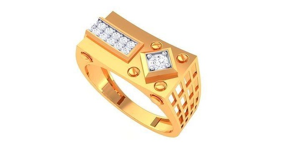 senhores anel 2 jóias imprimível gema diamante ouro platina Casamento noivado joalheria precioso luxo noivo argolas masculino 3d print model - Mito3D
