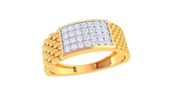 caballeros anillo 27 joyería imprimible joya diamante oro platino Boda compromiso precioso lujo novio anillos masculino 3d print model - Mito3D