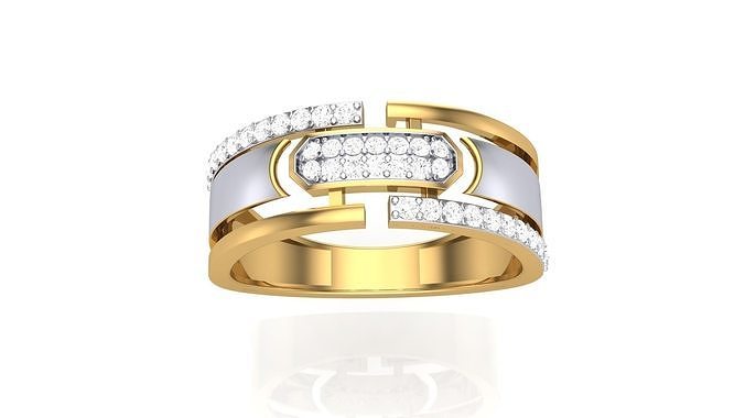 gents ring - 4 jewellery printable gem diamond gold platinum wedding engagement jewelry precious luxury groom rings male 3D print model - Mito3D
