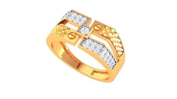gents ring - 4 jewellery printable gem diamond gold platinum wedding engagement jewelry precious luxury groom rings male 3d print model - Mito3D