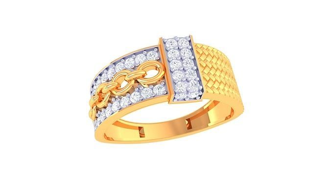 caballeros anillo 50 joyería imprimible joya diamante oro platino Boda compromiso precioso lujo novio anillos masculino 3D print model - Mito3D