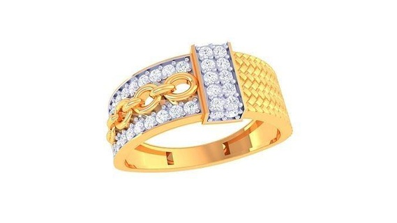 caballeros anillo 50 joyería imprimible joya diamante oro platino Boda compromiso precioso lujo novio anillos masculino 3d print model - Mito3D