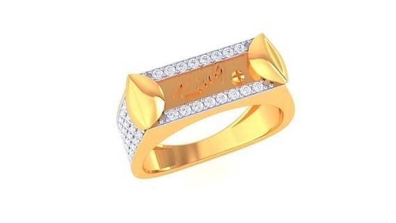 senhores anel 55 jóias imprimível gema diamante ouro platina Casamento noivado joalheria precioso luxo noivo argolas masculino 3d print model - Mito3D