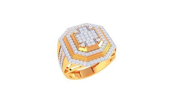 gents ring - 60 jewellery printable gem diamond gold platinum wedding engagement jewelry precious luxury groom rings male 3d print model - Mito3D