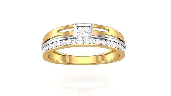 messieurs bague 7 bijoux imprimable gemme diamant or platine mariage engagement précieux luxe jeune marié anneaux Masculin 3d print model - Mito3D