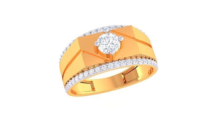 gents ring - 7 jewellery printable gem diamond gold platinum wedding engagement jewelry precious luxury groom rings male 3D print model - Mito3D