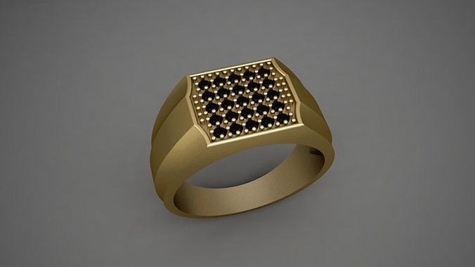 gents signet ring jewelry luxury man men sterling silver jewellery gold rings bracelet jewel printable gem diamond heavy anitque 3D print model - Mito3D