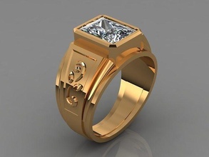 caballeros Roca anillos anillo oro platino libra esterlina imprimible compromiso brillante joya joyería diamante Moda belleza zafiro rubí Diamante 3d print model - Mito3D
