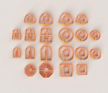 geo 2 polymer clay cutter set organic super natural new form classic fashionable earrings minimalism shape jewell jewelry earring art stamp fondant printing 3d print model - Mito3D