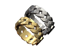 geometric chain link band us size 5to13 ring gold printable jewelry jewellery fashion silver cuban sterling luxury bling cuba faceted rings 3d print model - Mito3D