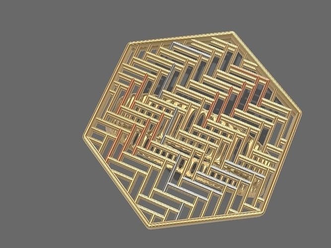 geometrisch Hexagon jali Ring stl verifiziert Schmuck druckbar Platin Juwel Mode zeitgenössisch stilvoll Gold Prototyp 3d cad Hochzeit Sterling Ringe 3D print model - Mito3D