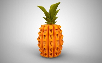 geometrico ananas scatola frutta fresco cibo tropicale fragola noce cocco pesca esotico hawaiano succo astuccio guaina cassa regalo arte matematico 3d print model - Mito3D