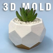 geometrik ekici kalıp 3d tencere baskı 3dprint Somut pla vazo çimento dökün kendin yap el yapımı minimalist dekor oyuncular döküm sulu yeniden kullanılabilir 3d print model - Mito3D