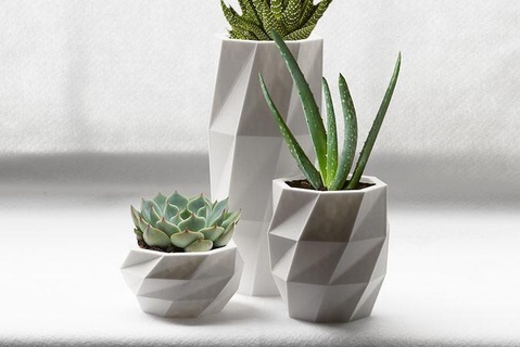 geometrisch Pflanzgefäße Art 1 tesselliert zeitgenössisch minimalistisch Origami Dreieck Design gestalten modern Pflanzer Topf Dekor Blume Haus 3d print model - Mito3D
