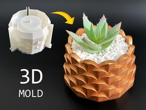 geometric pot 3d mold printing - include file print nature flower planter concrete house decor cement crown mould cast vase penholder hobby diy 3d print model - Mito3D