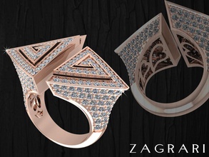 geométricas anillo la joyería de oro el diamante gem joya moda brillante lujo los anillos 3d print model - Mito3D